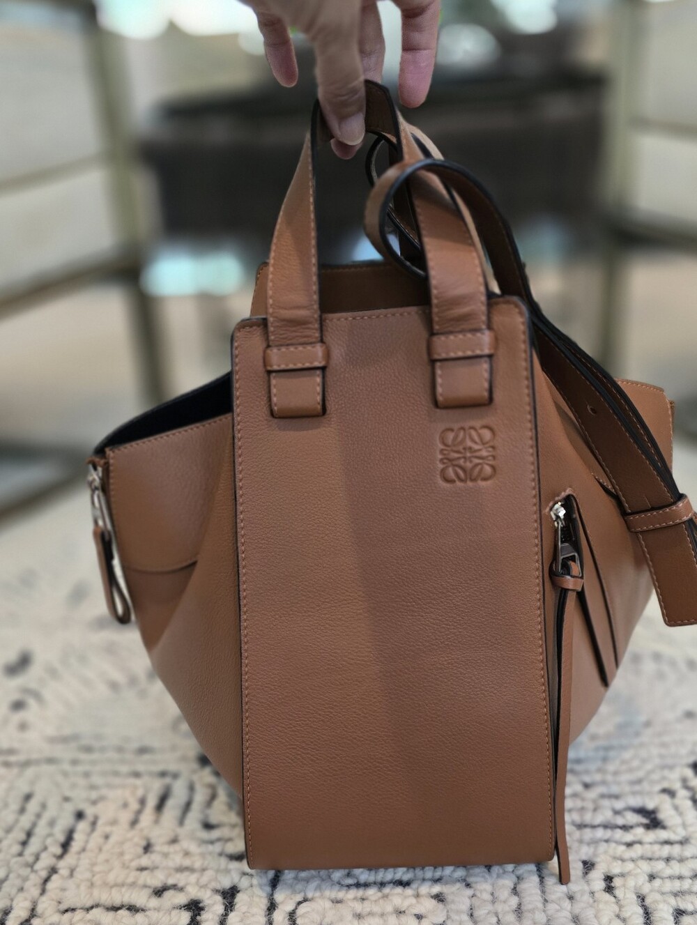 🌟 Loewe Hammock Tan Leather Tote — Medium Size, Authentic